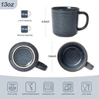 famiware Moonlight Coffee Mug Set of 4, 13oz Mug Set with Linen Finish, Coffee Cup Set with Handle for Latte, Cappuccino, Tea, Hot Cocoa, Microwave and Dishwasher Safe, Dark Blue