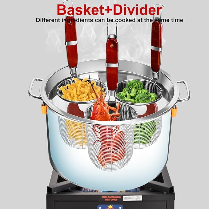 Pasta Cooker Insert Set Stainless Steel Pasta Pot With Strainer Basket Multipots Cooking Tool For Noodles Dumplings Pasta For Home Kitchen Restaurant,3 Holes