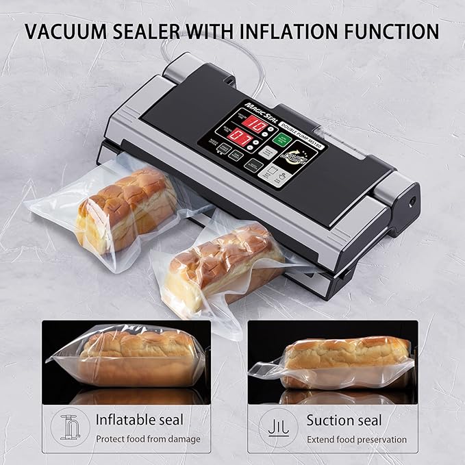 MAGIC SEAL 16-Inch Nozzle Vacuum Sealer for Food Storage - Works with Mylar & Smooth/Non-Textured Bags, No Textured Bags Needed, 250W, 8mm Extra-Wide Seal, 2X Suction Pump - MS180