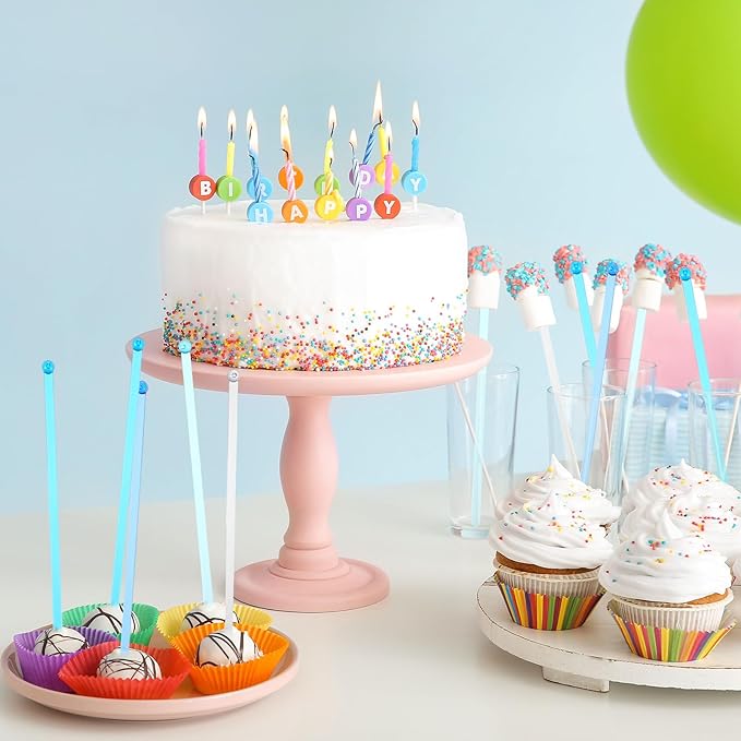 Mudder 100 Pieces Disposable Plastic Round Top Crystal Swizzle Sticks (Gradient Blue)