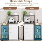Mini Fridge and Microwave Stand Over Refrigerator Storage Shelf with Power Outlet, 5 Tiers Adjustable Bakers Rack Cabinet Coffee Bar Appliance Organizer for Dorm Office,Black