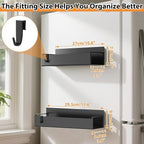 2 Pack Magnetic Spice Rack Organizer for Refrigerator and Oven, Movable Magnetic Hanging Kitchen Spice Rack with 2 Hooks, Black