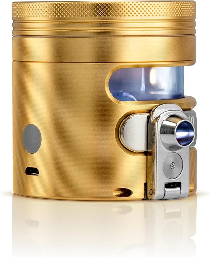 MANUAL Grinder AUTOMATIC Dispenser Large 2.5" Aluminum Alloy, for HOME & KITCHEN ONLY (Gold)