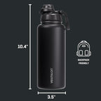 Vesmoon Vessence 32 Oz Stainless Steel Tea Infuser Bottle for Loose Leaf Tea, Water, Herbs, Fruits - Triple Layered Insulated, Leak Proof Bottle with Lid and Clip Handle - 24 Hours Hot/Cold