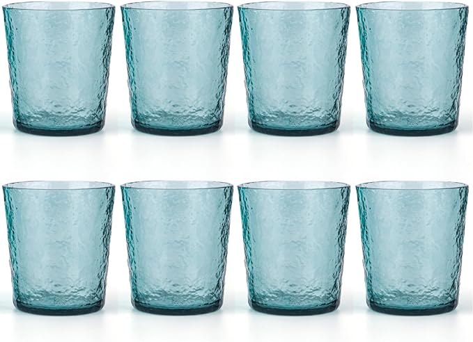 KX-WARE 12-ounce Acrylic Old Flashion Glasses Plastic Tumblers, set of 8 Green
