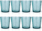 KX-WARE 12-ounce Acrylic Old Flashion Glasses Plastic Tumblers, set of 8 Green