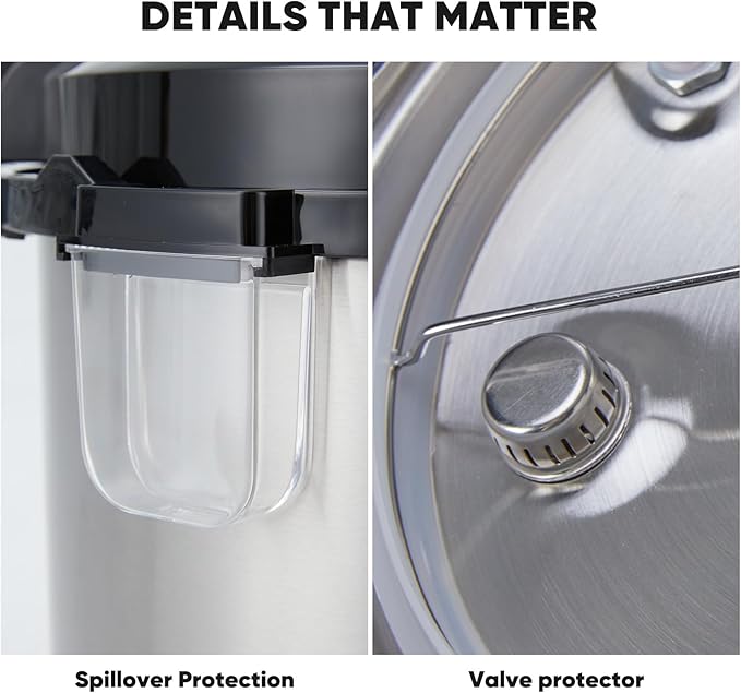 DUMOS 16-in-1 Electric Pressure Cooker 8 QT Stainless Steel Multi Cooker Electric for Pressure, Rice, Steamer, Yogurt Maker, Slow Cook, Black