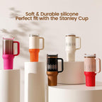 Silicone Boot for Stanley, Clear Protector Sleeve Accessories for 40oz Tumbler (White)