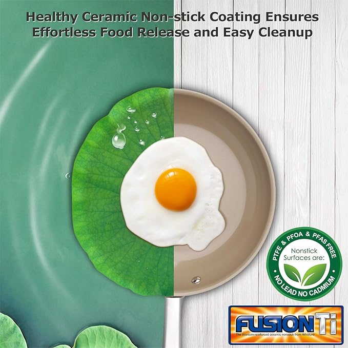 Duxtop Ceramic Non-stick Frying Pan, Stainless Steel Induction Frying Pan, 8-Inch Stir Fry Pan with Heavy-gauge Impact-bonded Bottom, FUSION Ti