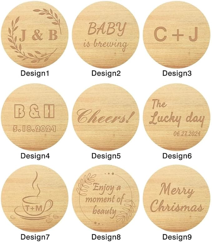 Generic 100-500 PCS Personalized Wooden Drink Stirrers, Custom Disposable Coffee Stir Sticks with Round Ends, Favor Decor for Wedding/Party/Business/Gift, Coffee Stirrer or Cupcake Picks