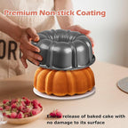 E-far 2 Packs Fluted Cake Pan, 10 Inch Nonstick Tube Pan for Baking Pound Cake, Heavy Duty Carbon Steel Round Baking Mold, Easy Release & Easy to Clean, 10 Cup, Gray
