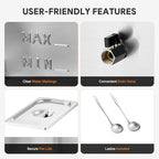 WILPREP Commercial Food Warmer with Three 1/3 Pans, 1500W Countertop Electric Warmer, 86-185°F Adjustable Temp Control & Over-Temp Protection, Stainless Steel Buffet Bain Marie