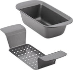 Rachael Ray Bakeware Meatloaf/Nonstick Baking Loaf Pan with Insert, 9 Inch x 5 Inch, Gray