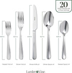 Signature Stainless Steel Flatware 20-Piece Set - Service for 4, Premium Stainless Steel with Weighted Handles, Dishwasher Safe, Everyday or Special Occasion Cutlery (Mirror Finish)