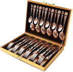 Copper/Rose Gold Silverware Set, OGORI 24-Piece Stainless Steel Flatware Set, Service of 6