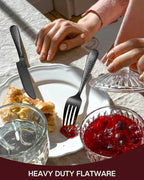 Hammered Black Silverware Set, EUIRIO 48 Pieces Flatware Set for 8, Heavy Duty Stainless Steel Cutlery, Food-Grade Utensil Sets Includes Spoons Forks and Knives, Mirror Finish Dishwasher Safe