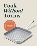 Caraway Square Grill Pan - 11” Grill Pan - Non-Stick Ceramic Coated - Non Toxic, PTFE & PFOA Free - Oven Safe & Compatible with All Stovetops - Gray