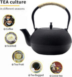 Big Cast Iron Teapot Set with Cups, Japanese Tetsubin Tea Kettle for Stovetop Safe, Cast Iron Tea Set with Tea Strainer for Loose Tea and Enameled Interior (1800ml Teapot Set with Cups)