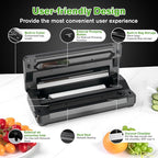 120W Power Vacuum Sealer for Food, Food Sealer Machine with 5 Molds include Dry, Moist, Pulse, Seal, Canister, Accessory, Built in Cutter & Vacuum Bags Storage, with 1 Bag Rolls
