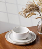 TheTerra Ceramic Dinnerware Sets for 4, 12 Pieces Handmade Reactive Glaze Plates and Bowls Set, Scratch Resistant Dish Set, Oven & Microwave & Dishwasher Safe