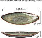 Serving Platter Olives Plate Large Serving Tray, Set of 4, for Entertaining, Porcelain Trays and Platters Sushi Salad Plates Serving Dinnerware Appetizer Serving Tray, Black reaction Glaze