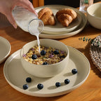 AmorArc Ceramic Dinnerware Sets, Wavy Rim Stoneware Plates and Bowls Sets,Dishwasher & Microwave & Oven Safe Dishes set, Service for 4 (12pc)