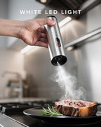 FORLIM Electric Salt and Pepper Grinder Set Rechargeable, Auto Salt and Pepper Grinder set with Charging Base, Adjustable Coarseness, LED Light, Automatic Salt Grinder Refillable,Pepper Shakers Set