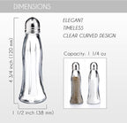 Salt and Pepper Shakers Glass Set, Clear Curved Design, Classic Restaurant Style, Glass Body with Stainless Steel Lids, 4.7 in
