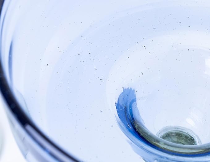 16 oz Hand Blown Mexican Margarita Glasses Set of 2 - Light Cobalt - MEXICAN GLASSWARE