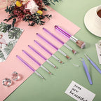 Sinmoe 10 Pieces Cake Candy Decorating Brushes Tools Cookie Decoration Brushes Pastry Brush and Stainless Steel Straight and Curved Tip Tweezers Pasta Tweezers for Baking Fondant (Purple Color)