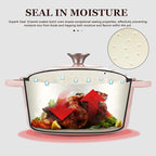 Overmont Enameled Cast Iron Dutch Oven - 7QT Pot with Lid Cookbook & Cotton Potholders - Heavy-Duty Cookware for Braising, Stews, Roasting, Bread Baking pink