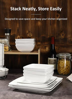 Yedio Porcelain Soup Bowls Set of 6, 28 OZ Square Cereal Bowls, Rice Bowl, for Ice Cream and Dessert Snack, Wedding Party Gift, Microwave Safe Bowl