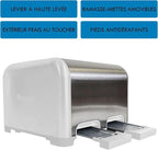 Kenmore Toaster 4 Slice - Extra Wide Slot Countertop Kitchen Appliance, Defrost Function, Grille-Pain, 9 Shade Settings, Compact Design, Easy Clean Crumb Tray, Bread Bagel, Stainless Steel & White