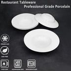 Pasta Plates with Rim 12 oz, Soup Bowl Pasta Bowl Set of 4, White Shallow Bowl Plate, Ceramic Wide Rimmed Soup Bowl, Best choice for high-end restaurants, hotels, and foodies, 10 Inch