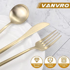Champagne Gold Silverware Set, 60-Piece Stainless Steel Flatware set,Matte Silverware Sets Service for 12, Tableware Cutlery Satin Finish Utensils for Kitchen,Dishwasher Safe