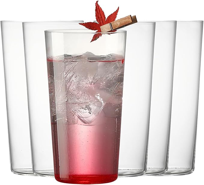 Drinking Glasses 13.3oz, Thin Collins Glasses Set of 6,Clear Tall Glass Cups For Water, Juice, Beer, Drinks, and Cocktails and Mixed Drinks (6pcs CollinsGlass 136mm)