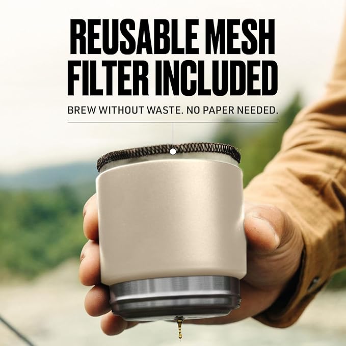 Nest Pour Over Coffee Kit | Coffee Maker for Camping | All-In-One Travel Pour Over | Transportable Dripper, Two 10oz Stainless Steel Travel Mugs | Compact Storage & Adventure Ready | Cream