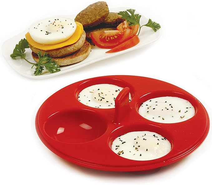 Norpro Silicone 4 Egg Poacher, Red