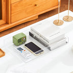 Clear Sturdy Acrylic Serving Tray with Handles 10x15x2H Inches -Spill Proof- Decorative Trays Countertop Organizer for Ottoman Coffee Table Nightstand, sidetable, Breakfast, Tea, Food