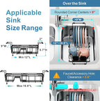 iSPECLE Small Sink Dish Drying Rack, Capacity Expandable Narrow Dish Drainer for RV Apartment Kitchen with Utensil Holder, Black