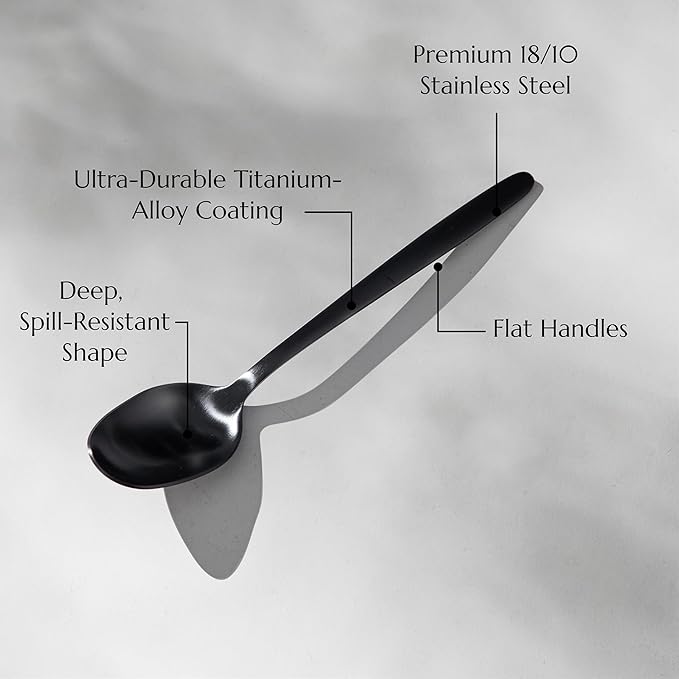 JazzUpCo Tia Flatware non toxic 18/10 stainless steel dishwasher safe (Matte Black, 4 Person Set (20 Pieces))