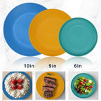 40Pack plates and bowls sets for kids - Unbreakable wheat straw dinnerware sets service for 8 - Alternative plastic 40pcs dish sets for kitchen, camping and indoors dinning - (Colorful)