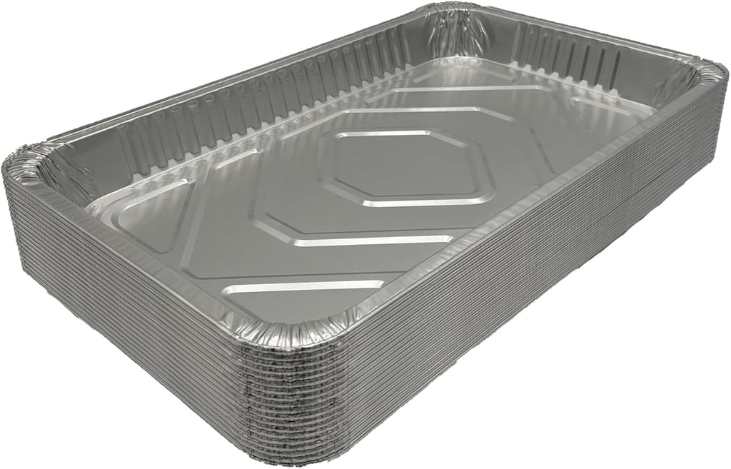 Heavy Duty Disposable Aluminum Foil Pan - Durable Tin Pan for Grilling, Cooking, Heating, Food Storage - Oven Safe, Freezer Safe, Gas & Electric Stovetop Compatible - Pack Size 50