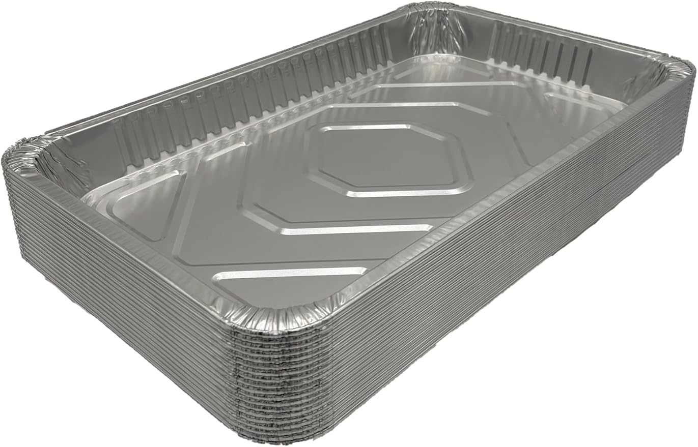 Heavy Duty Disposable Aluminum Foil Pan - Durable Tin Pan for Grilling, Cooking, Heating, Food Storage - Oven Safe, Freezer Safe, Gas & Electric Stovetop Compatible - Pack Size 50
