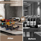 Rose Gold Wine Racks Countertop 9 Bottle,Geometric Stainless Steel Wine Bottle Holder,Compact Small Wine Rack for Cabinet Pantry Bar Table No Assembly Required
