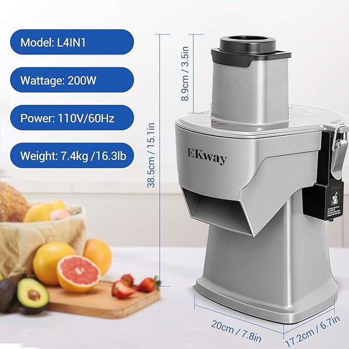 Commercial Vegetable Chopper 4 in 1 Vegetable Slicer Food Processor for Slicing Shredding Dicing and Slitting, with Cut-Resistant Gloves, for Commercial and Home Use 200W 110V
