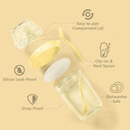 Felli On The Go Yogurt Parfait Snack Cup with Lid, Reusable Leak Proof Acrylic Travel Container for To Go Cereal Granola Milk, 12 oz Clear Mason Jar with Spoon & Crunch Fruit Holder (2, Yellow)