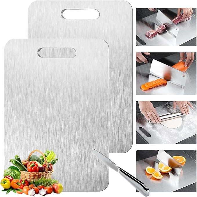 Titanium Cutting Board - 2 pack Titanium Cutting Boards for Kitchen,Double Sided Titanium Cutting Mat（7.67 * 11.81in）