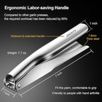 Garlic Press Stainless Steel，Professional Garlic Mincer Tool No Need to Peel，Dual Lever-Assisted Garlic Masher with Large Chamber，High Effective Garlic Crusher & Garlic Presser Dishwasher Safe
