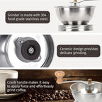 Mason Jar Coffee Grinder - Manual Lid Attachment for Wide Mouth Jars, Stainless Steel & Ceramic Burr, Ideal for Camping & Home Barista